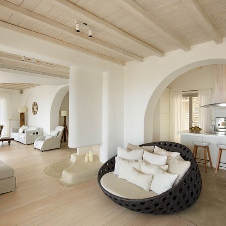 main living room of villa Carissa in Mykonos