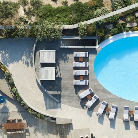 aerial view of Villa Carissa main swimming pool
