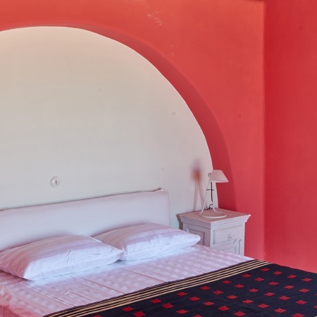 red bedroom detail