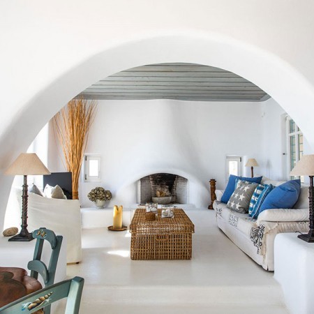 the main living room of villa Reniella Mykonos