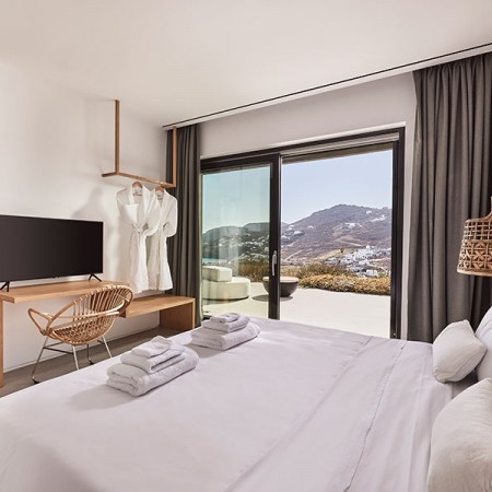 double bedroom at villa La Roche Myconos