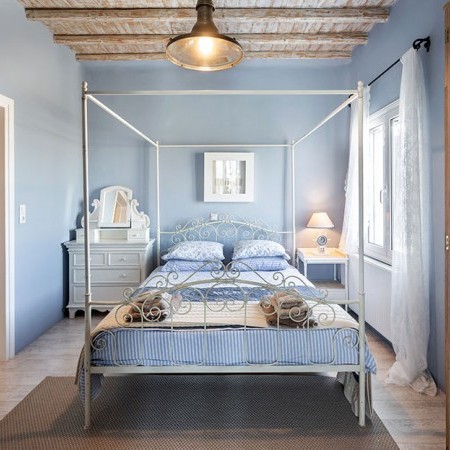 double bedroom in light blue color