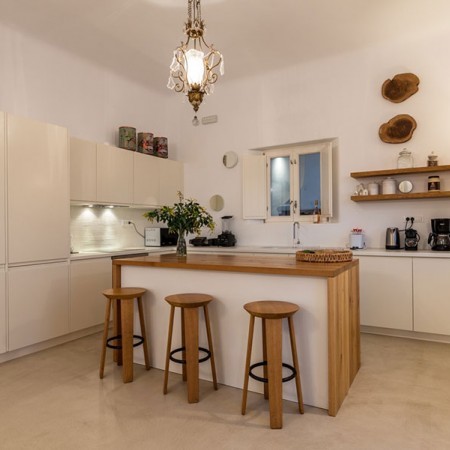 kitchen indoors at villa acqualina mykonos