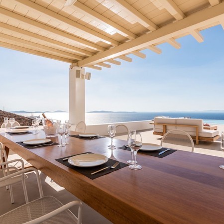 exterior dining and view at villa