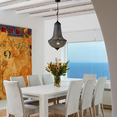 dining area of villa Siren Mykonos