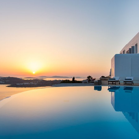 sunset view from villa Siren Mykonos