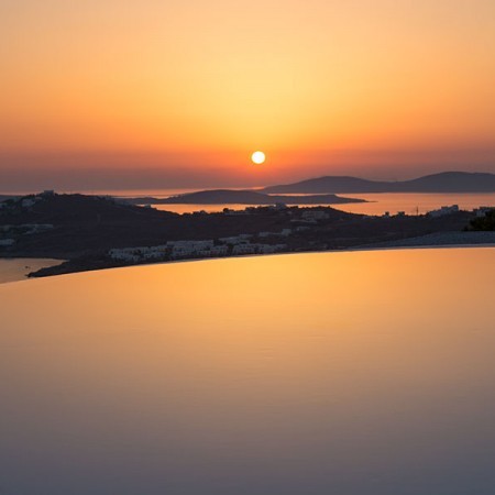 sunset view from villa Siren Mykonos