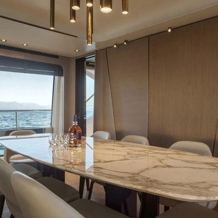 formal dining area on Agio yacht