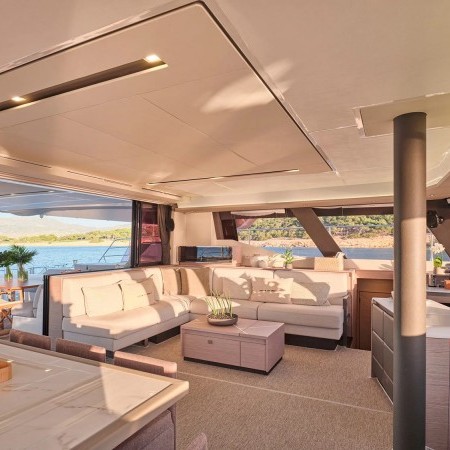 interior of Alena catamaran yacht