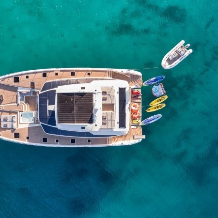 Alena catamaran aerial view