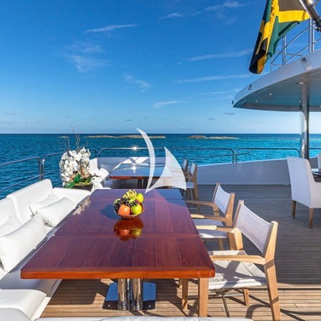 deck dining area of the yacht