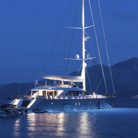 all about u 2 sailing yacht at night