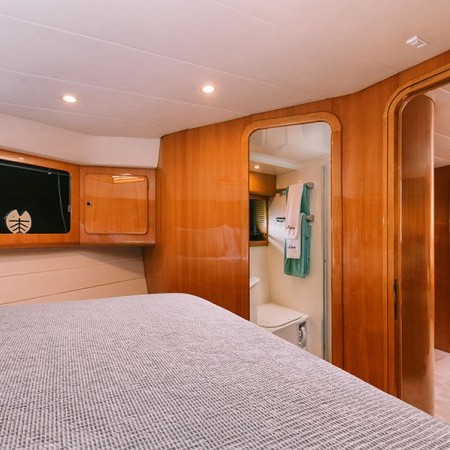 one of the yacht's double cabins