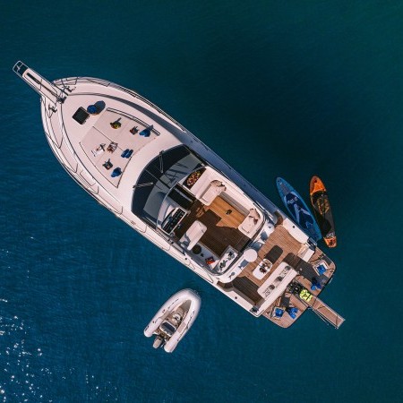 aerial photo of Almi yacht anchored