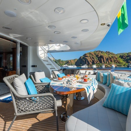 Amadea yacht outdoor sitting area