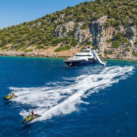 aerial view of Amadea superyacht