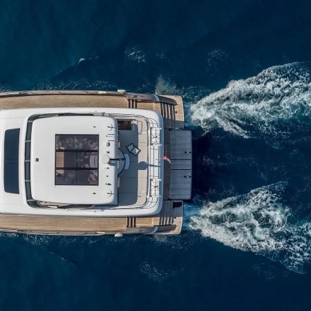 aerial view of Amileo catamaran