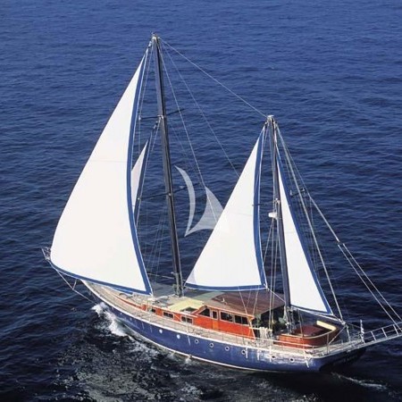 aerial view of Anemos sailboat