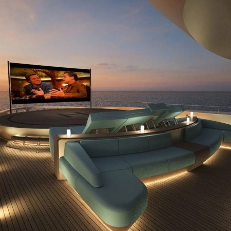 Anjelif yacht on deck cinema