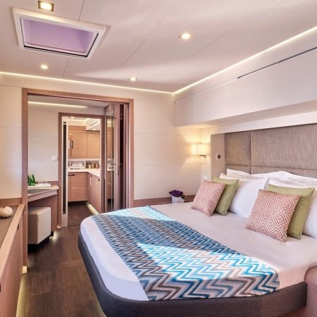 Master cabin of Aphaea yacht