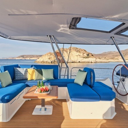 spacious deck lounge on Aphaea