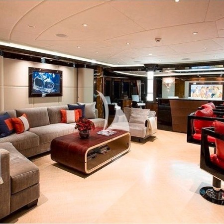 indoor living area of the yacht