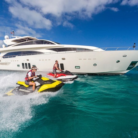 Arion yacht and its jet skis
