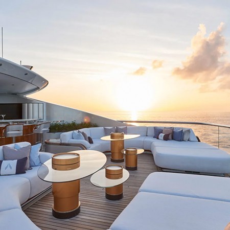 deck lounge of Arrow yacht charter