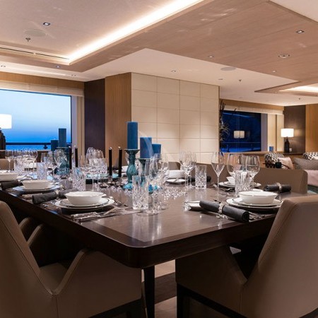 dining area of the yacht
