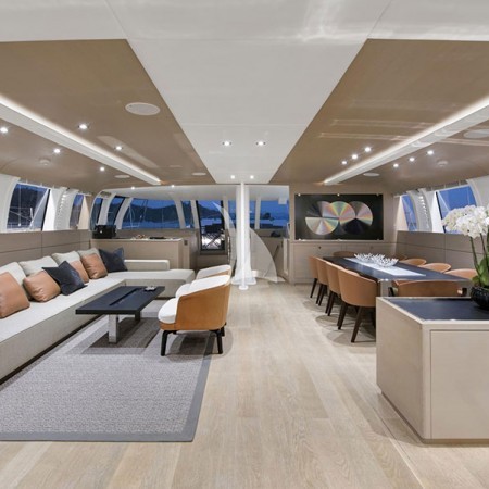 the interior of Atlantika sailing yacht charter