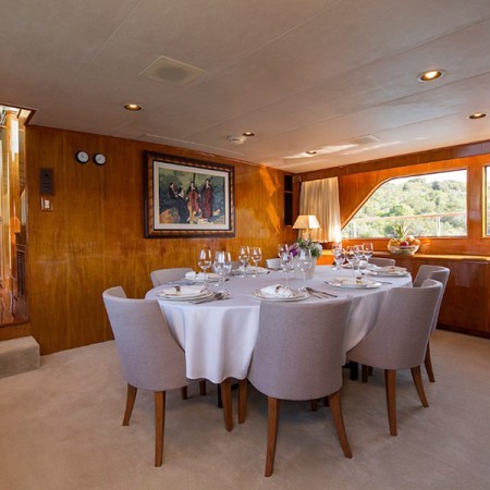 dining area of Auriane yacht