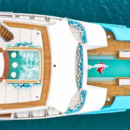 aerial shot of Axioma yacht