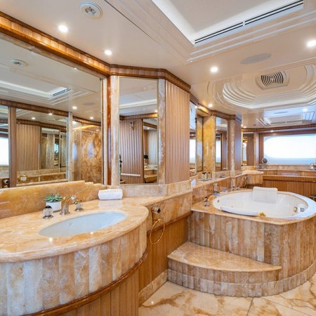 luxurious bathroom with tub