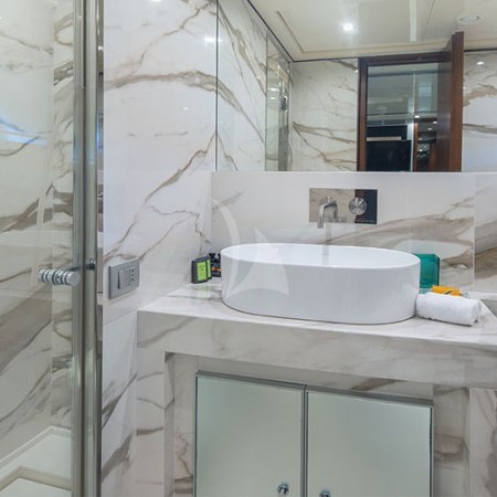 marble bathroom at the yacht