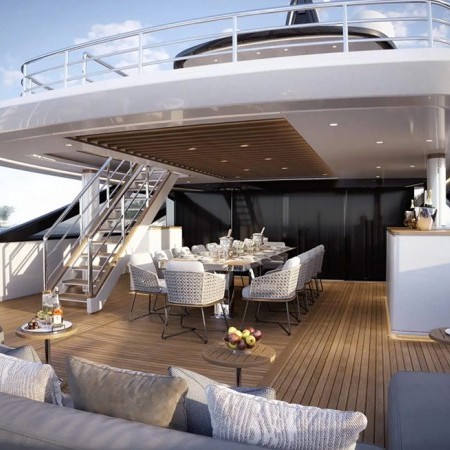 deck lounge at Birubi superyacht