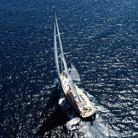 aerial photo of Black Lion sailboat