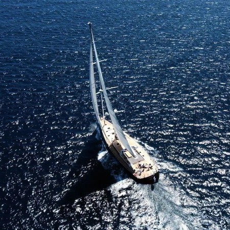 aerial photo of Black Lion yacht