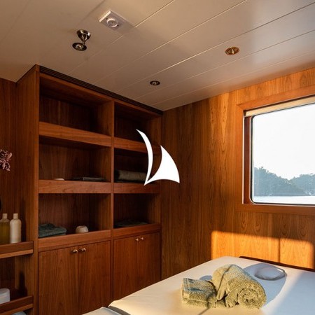 one of the superyacht's cabins