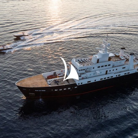 aerial shot of the boat