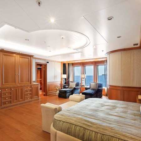 one of the yacht's luxurious cabins