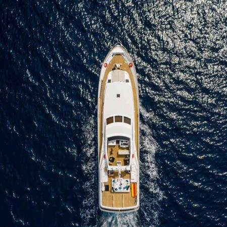 aerial shot of Bora Bora yacht