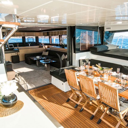 the yacht's deck dining
