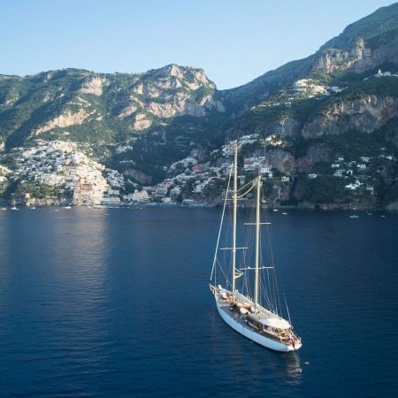 aerial view of Chronos sailboat