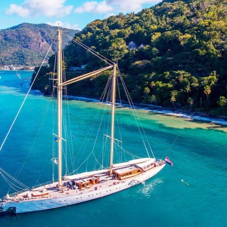 aerial view of Chronos sailboat