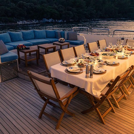 Destiny yacht deck dining 