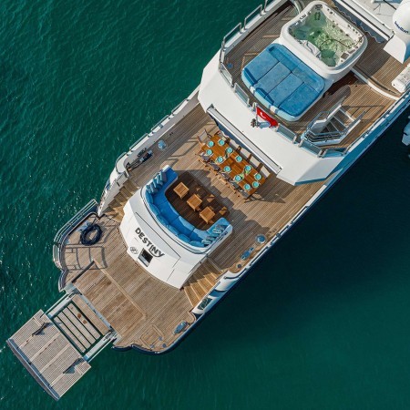 aerial view of Destiny yacht