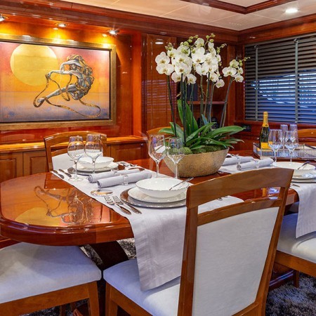 dining area on the boat's interior