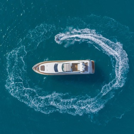 aerial photo of Dolce Vita IV yacht anchored
