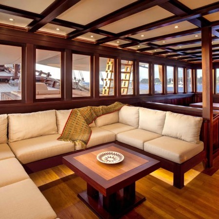 the yacht's interior