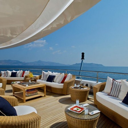 one of the deck lounges of Emir superyacht